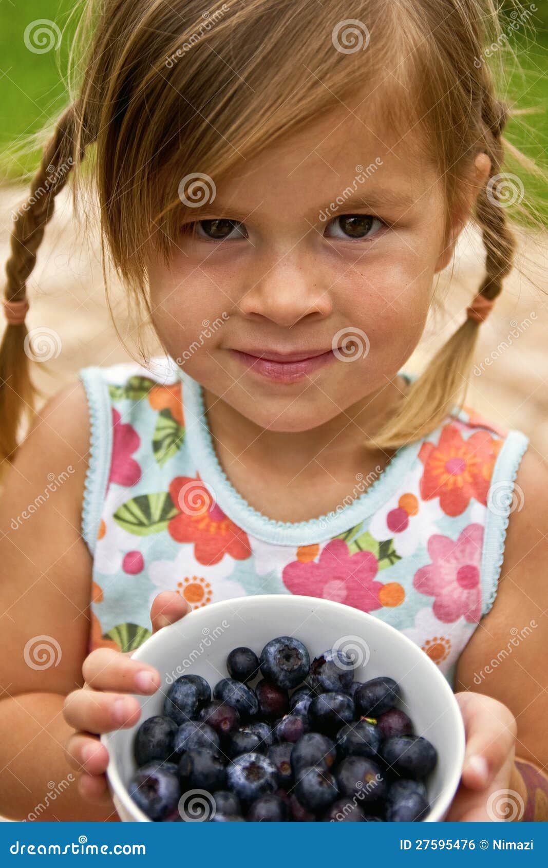Girl with Cup of Blueberries Stock Photo Image of eating, hair 27595476