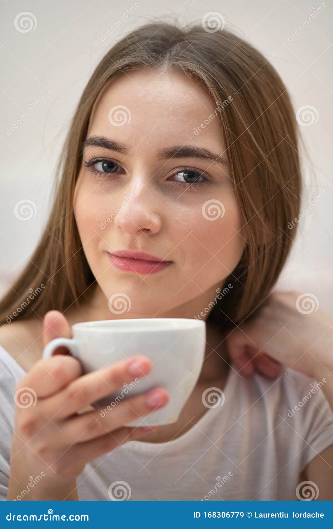 Girl with Cup of Coffee stock image. Image of sensitive 168306779