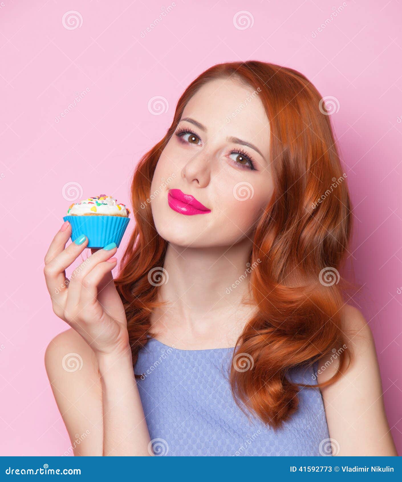 Girl with cupcake stock image. Image of sensual, baking 41592773