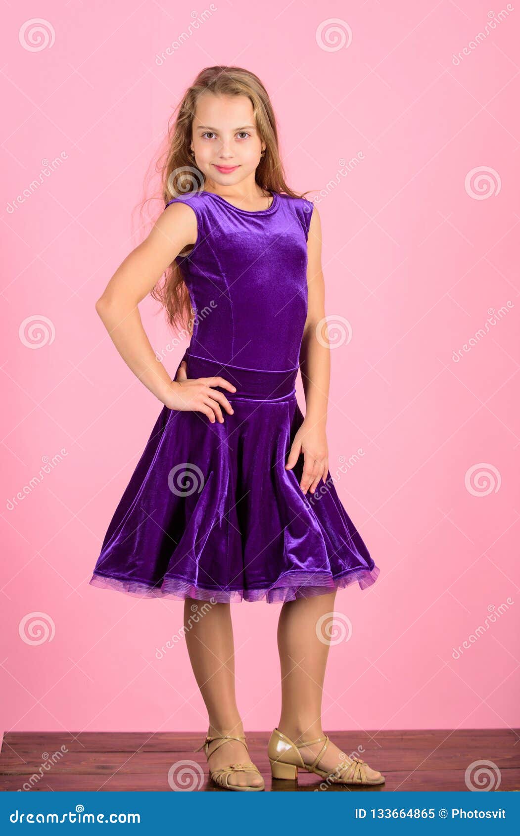 Girl Cute Child Wear Velvet Violet Dress. Clothes for Ballroom Dance.  Ballroom Dancewear Fashion Concept Stock Image - Image of dress, fashion:  133664865