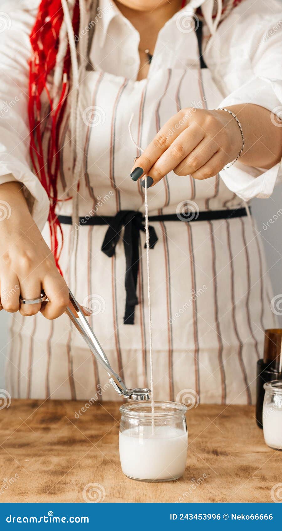 Girl Cuts the Wick of a Candle Stock Photo Image of making, idea