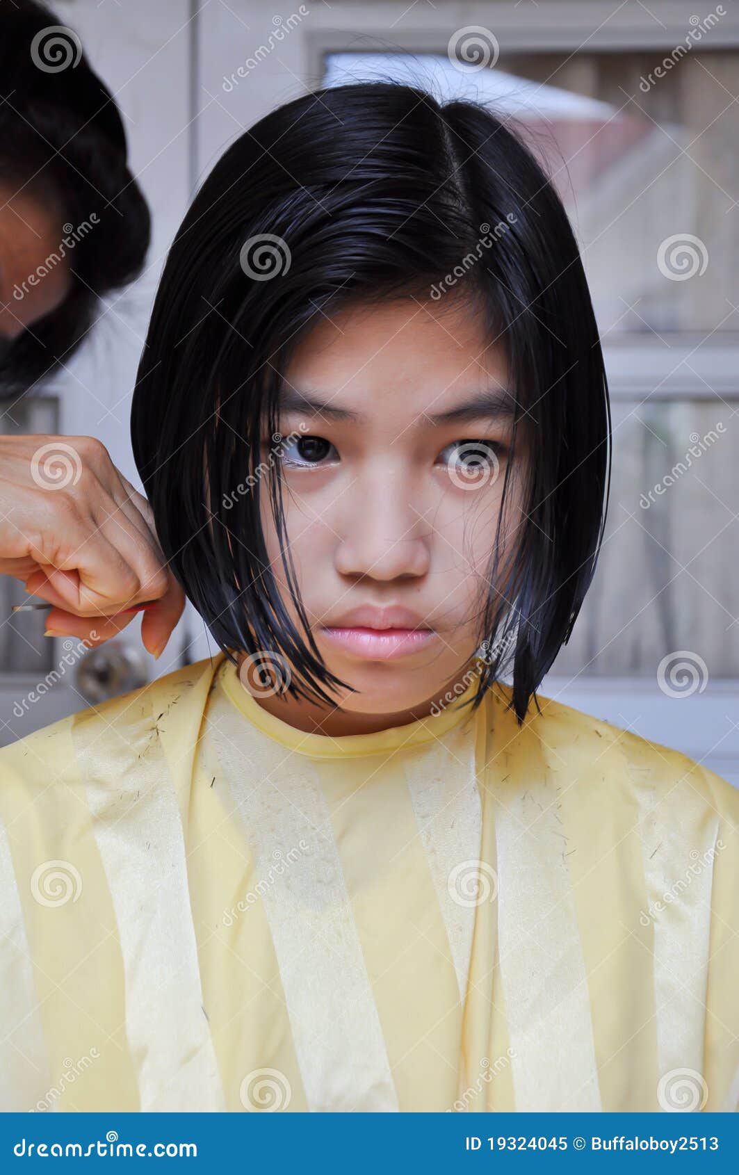 Girl is cutting hair stock image. Image of cutting, asian 19324045