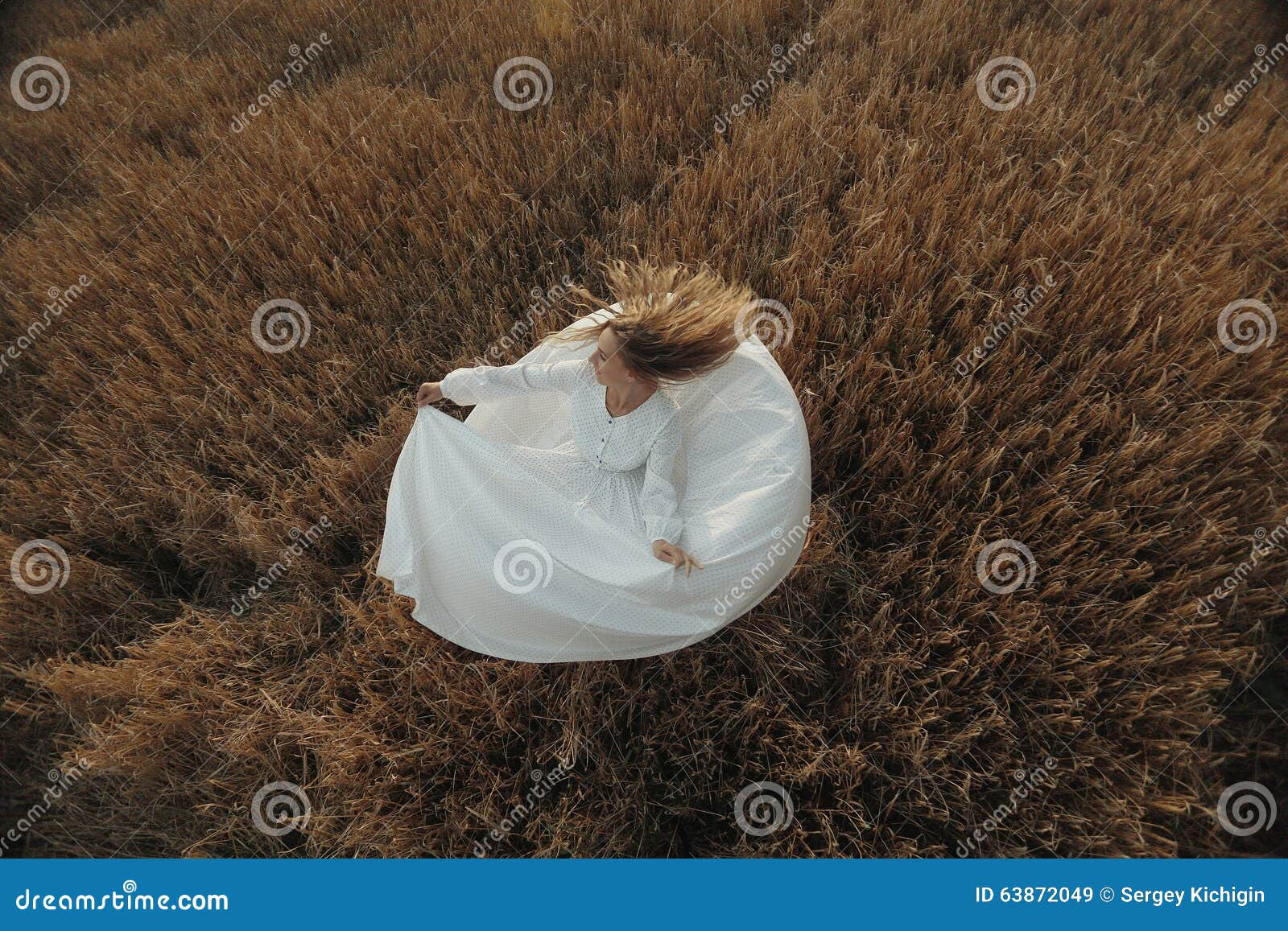 Girl Dancing in Field in White Dress Stock Image Image of italy