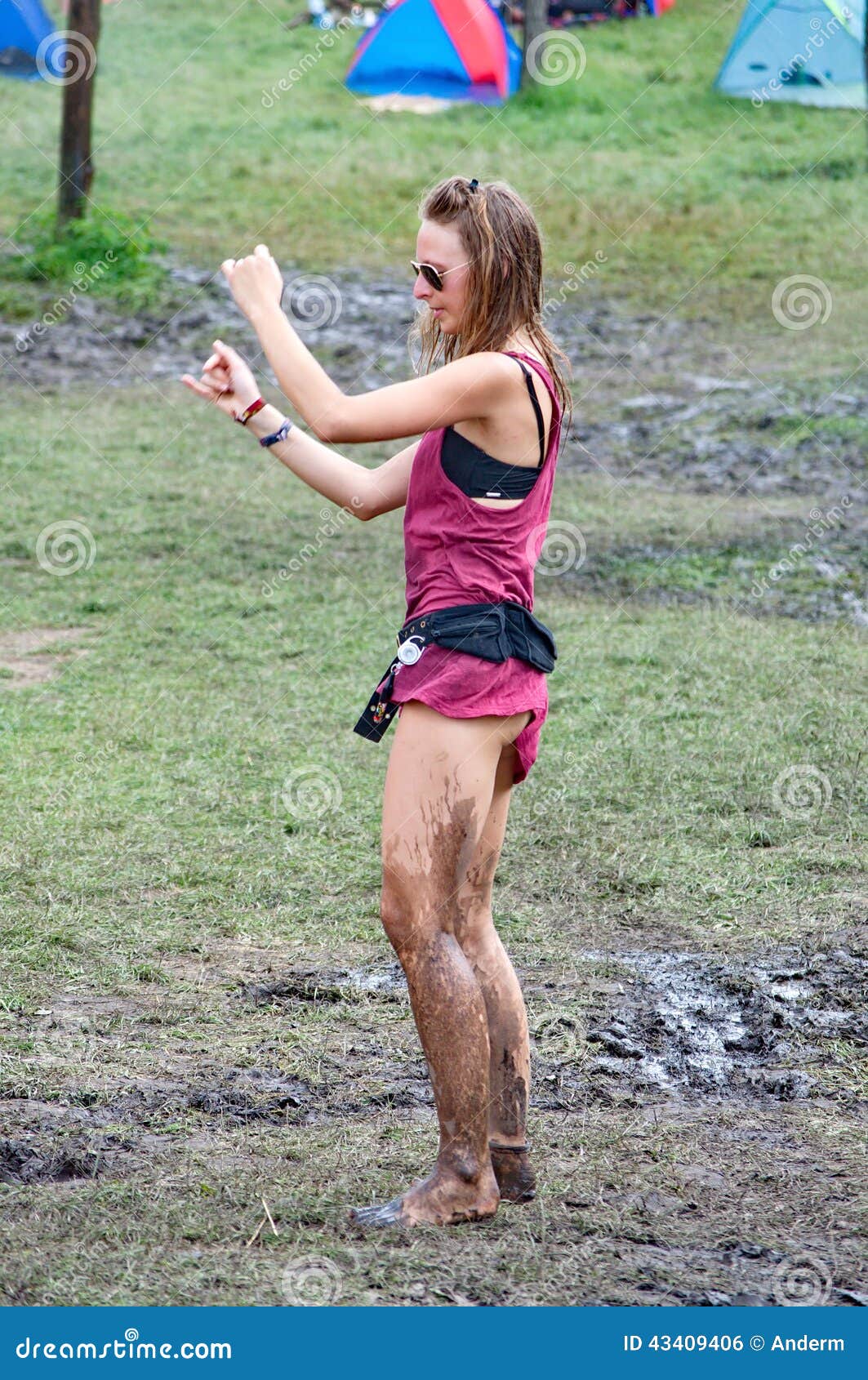 Girl Dancing In The Mud On Ozora Festival Editorial Photo