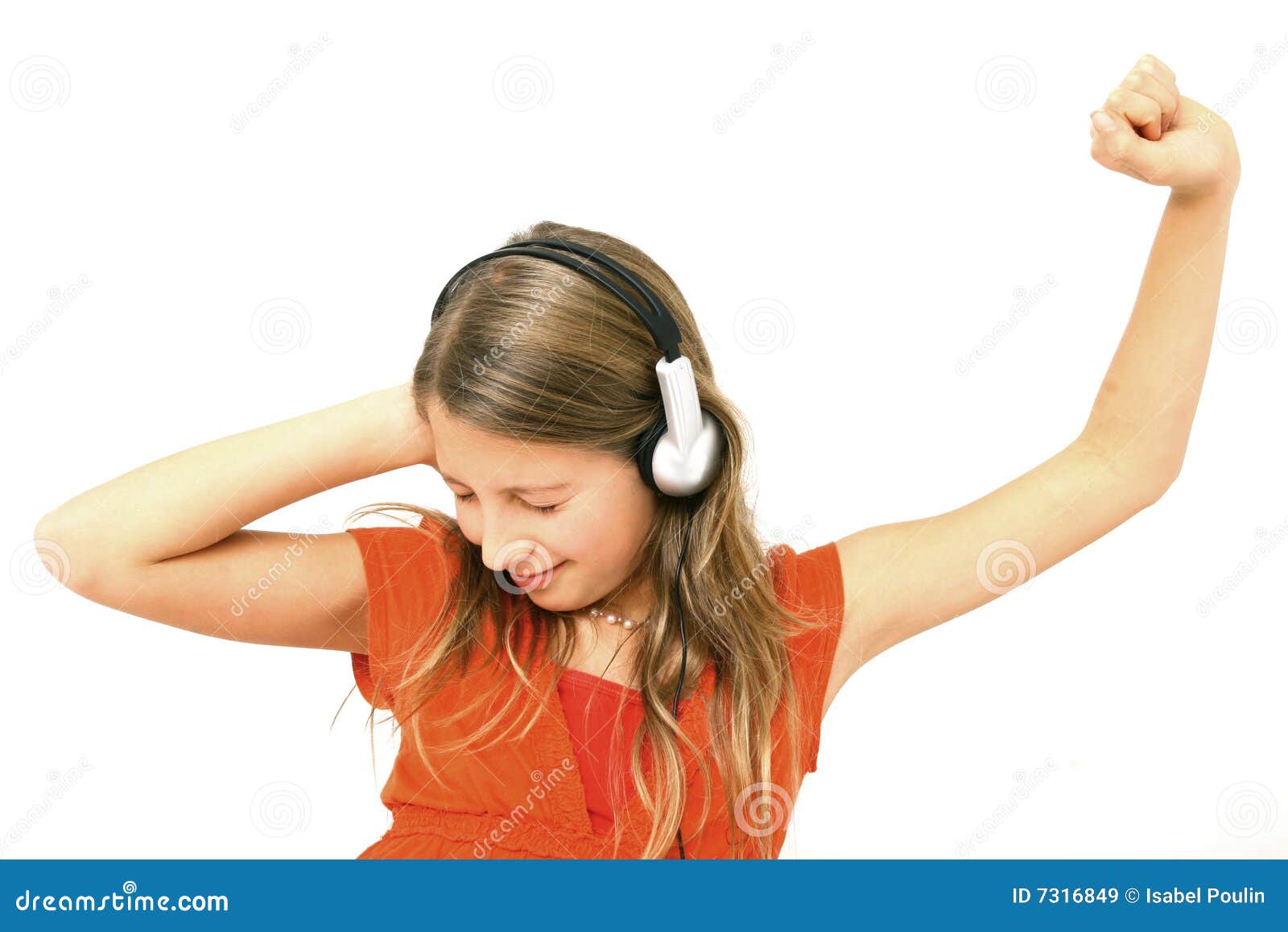 Girl dancing on music stock image. Image of headset, caucasian 7316849