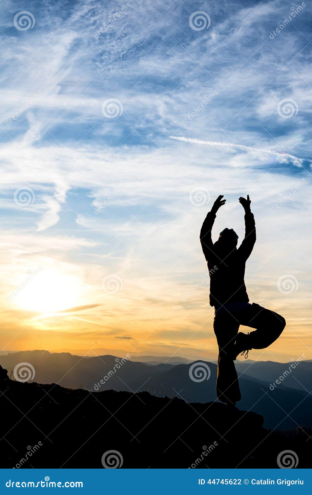 Girl Dancing on Top of the Mountain Stock Photo Image of design, alone 44745622