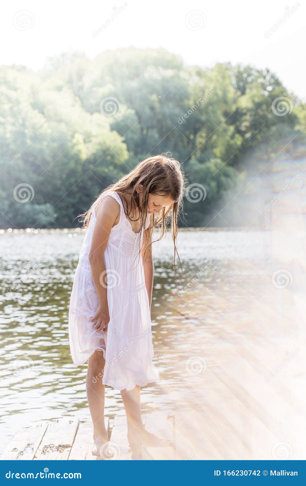Girl in wet dress