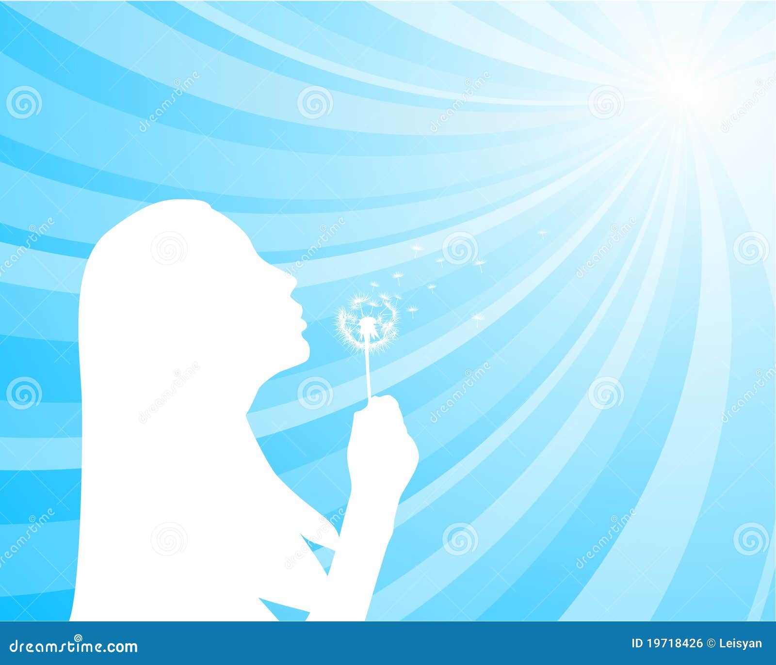 Girl With Dandelion Stock Vector Illustration Of Floral 19718426 