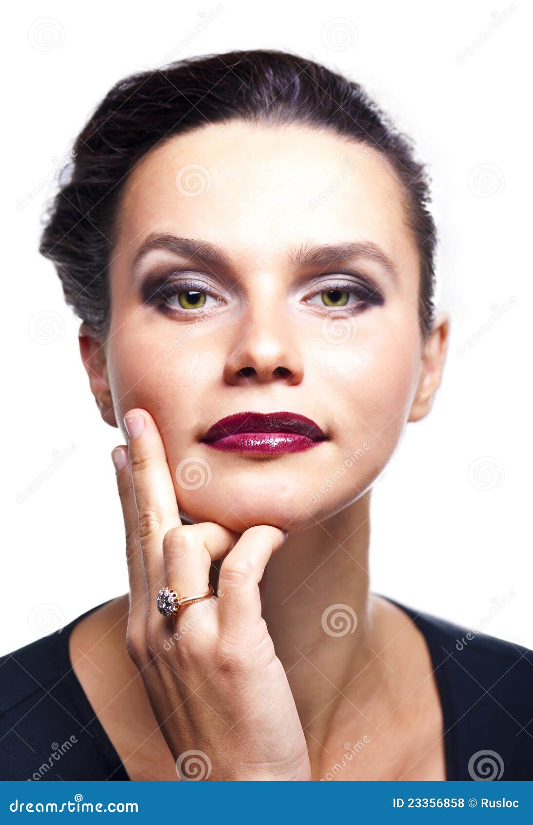 Girl in Dark Makeup Wearing a Ring Stock Photo Image of studio