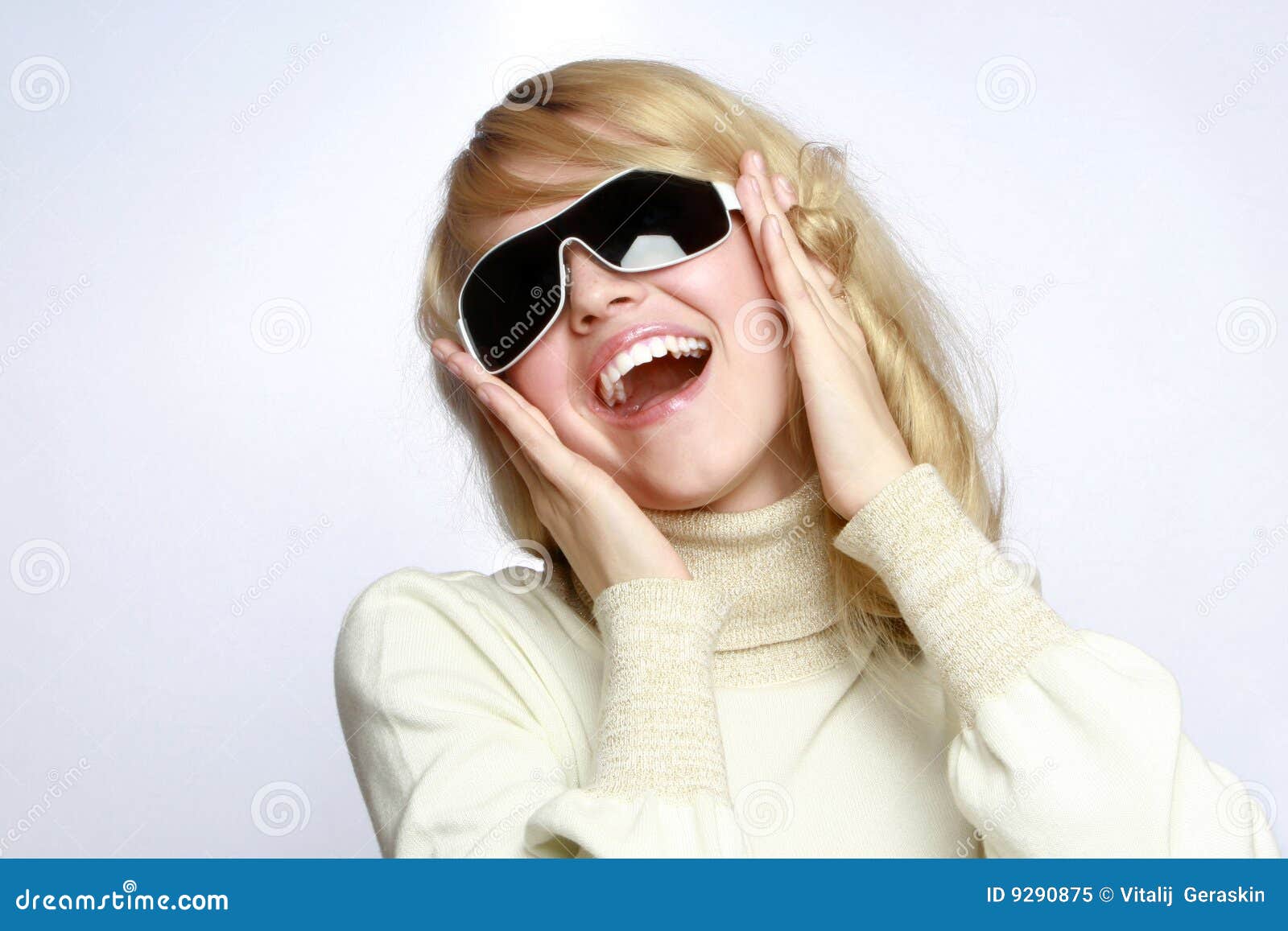 Girl with dark sunglasses stock image. Image of face, glasses 9290875