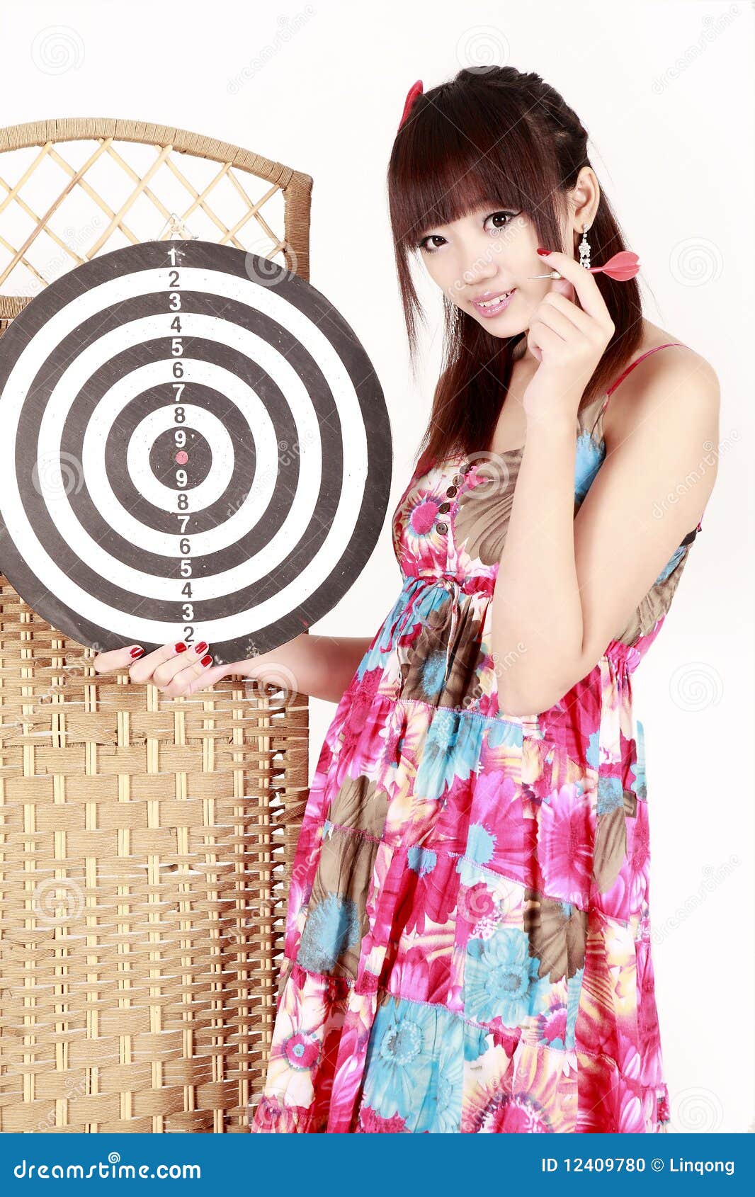 Girl with dart stock photo. Image of girl, bullseye, china 12409780