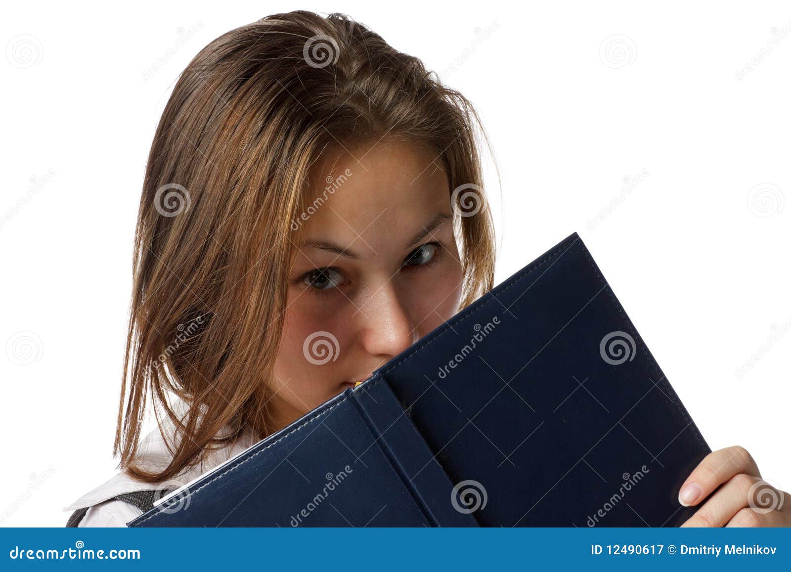 Girl with a diary stock image. Image of attractive, paper 12490617