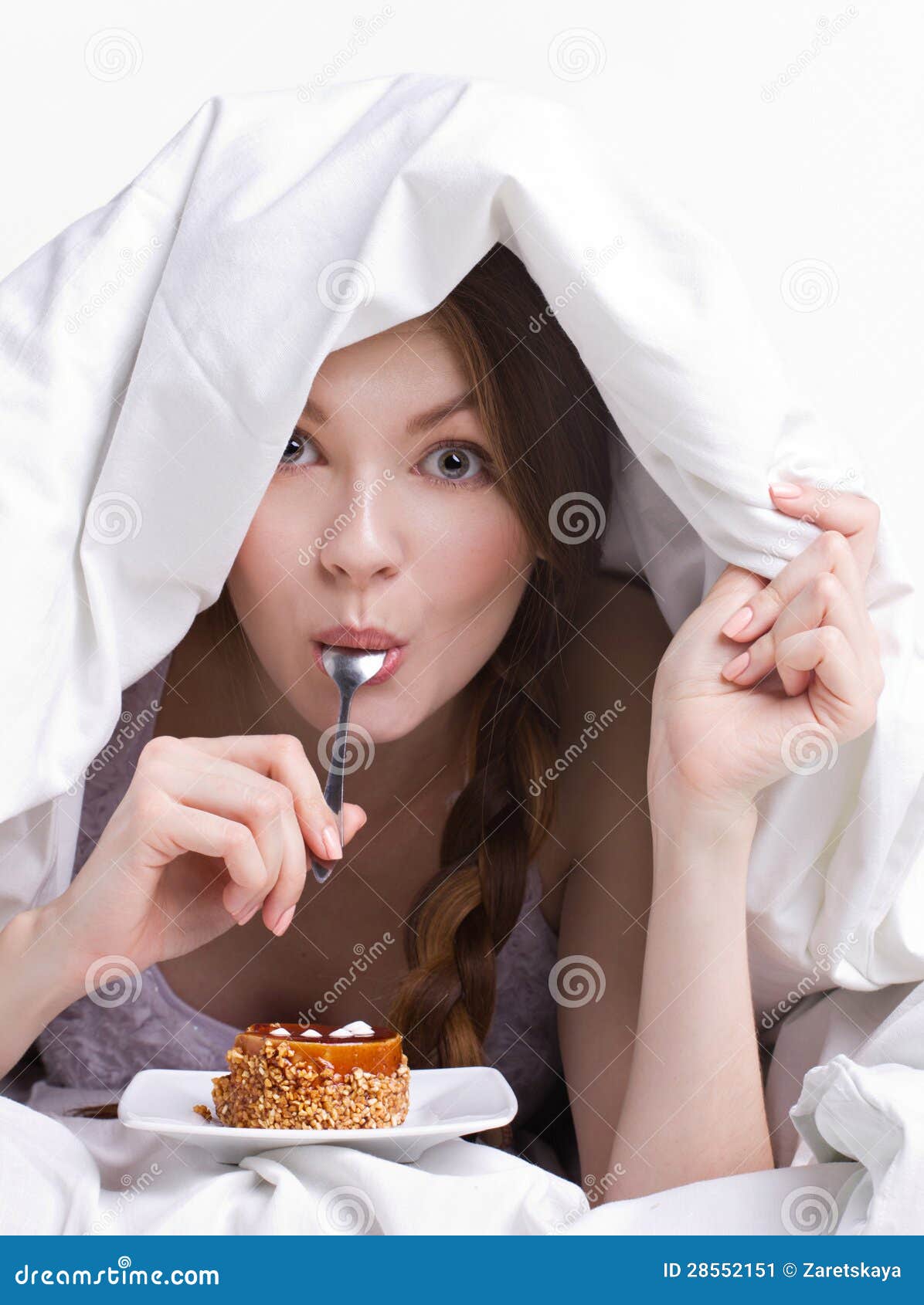 Girl on diet eating spoon stock image. Image of healthy 28552151
