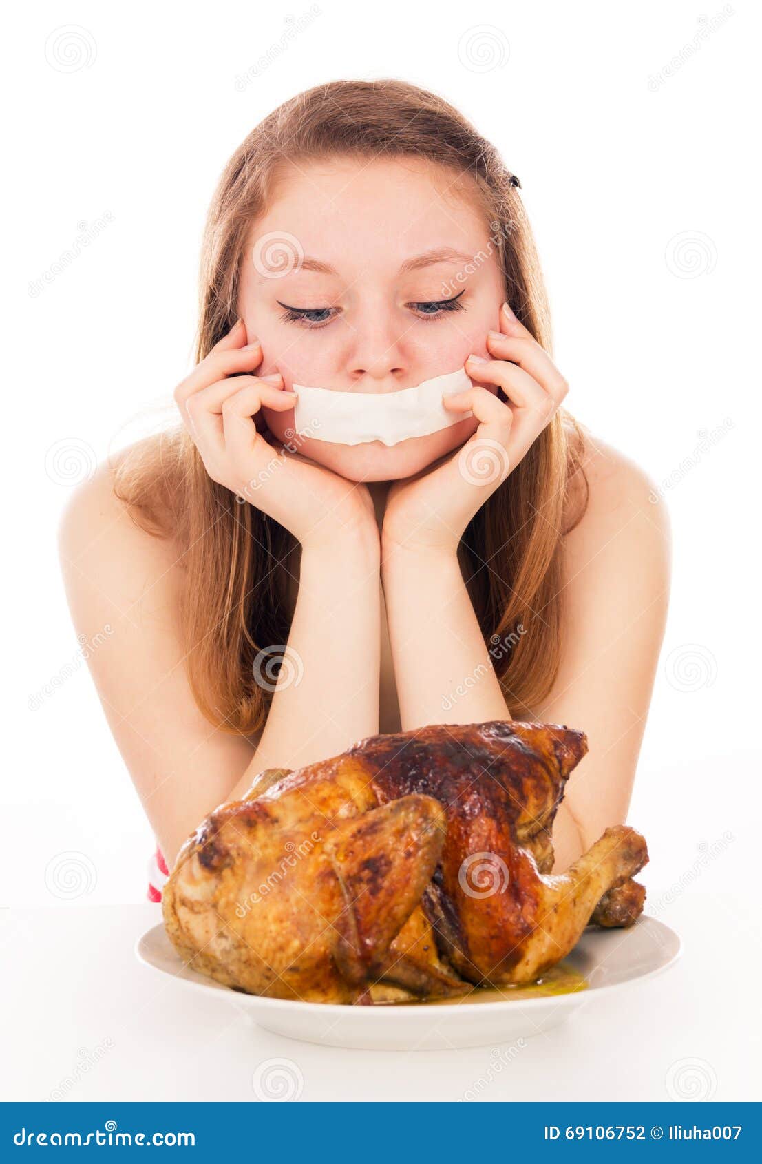 The Girl on a Diet, and Want To Eat Meat Stock Photo - Image of lifestyle,  caring: 69106752