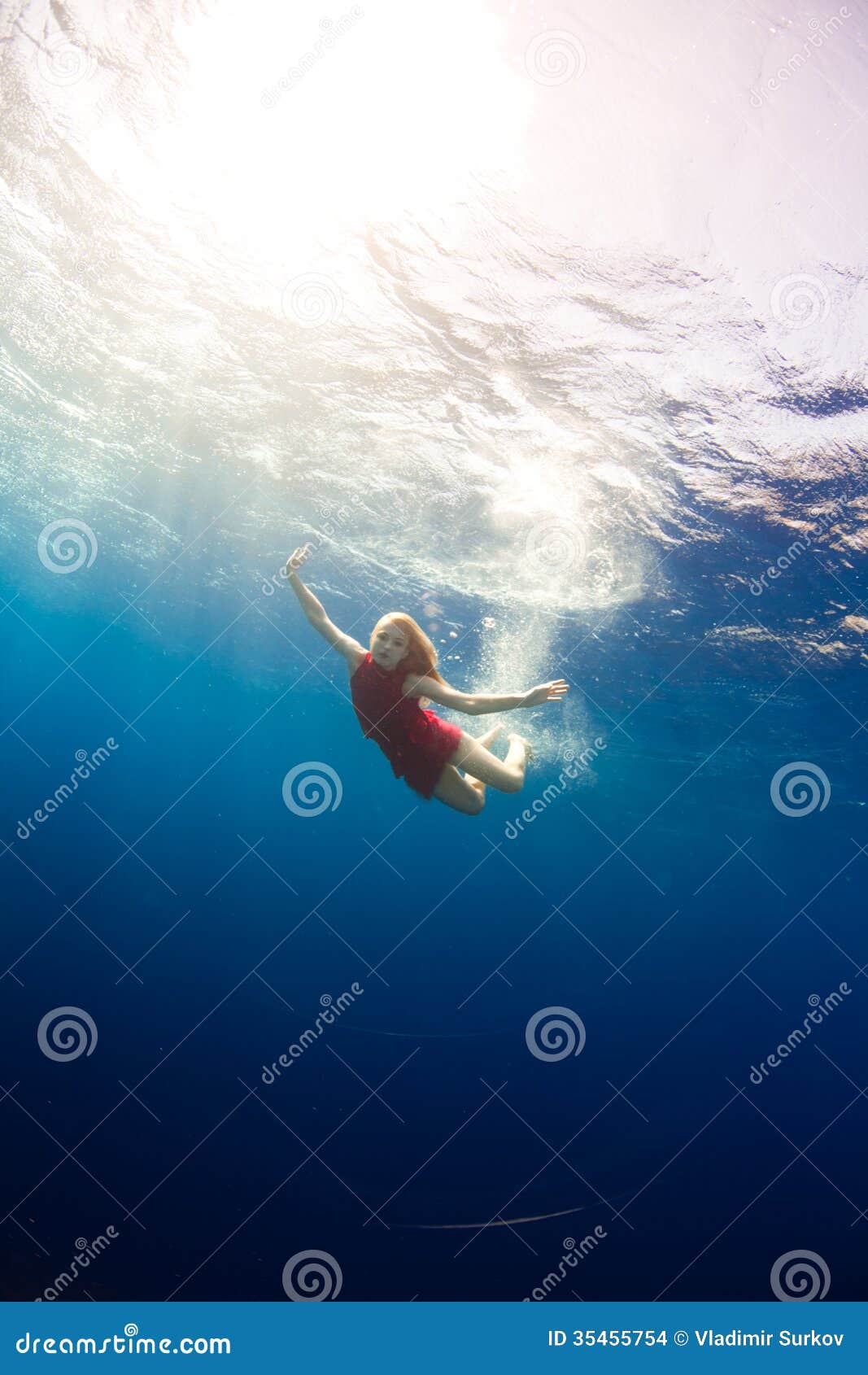 Girl diving under the sea stock photo. Image of ocean - 35455754