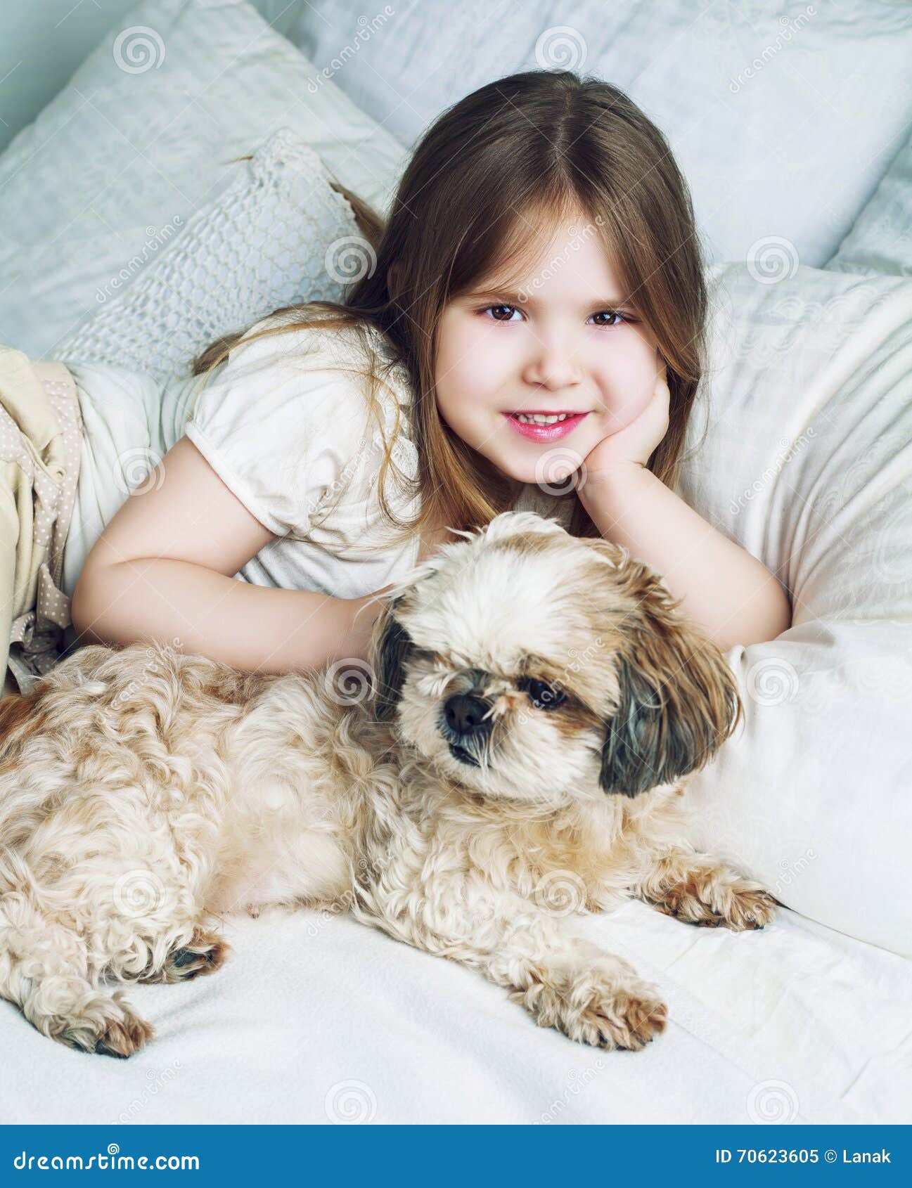 Girl with a dog stock image. Image of long, daughter - 70623605