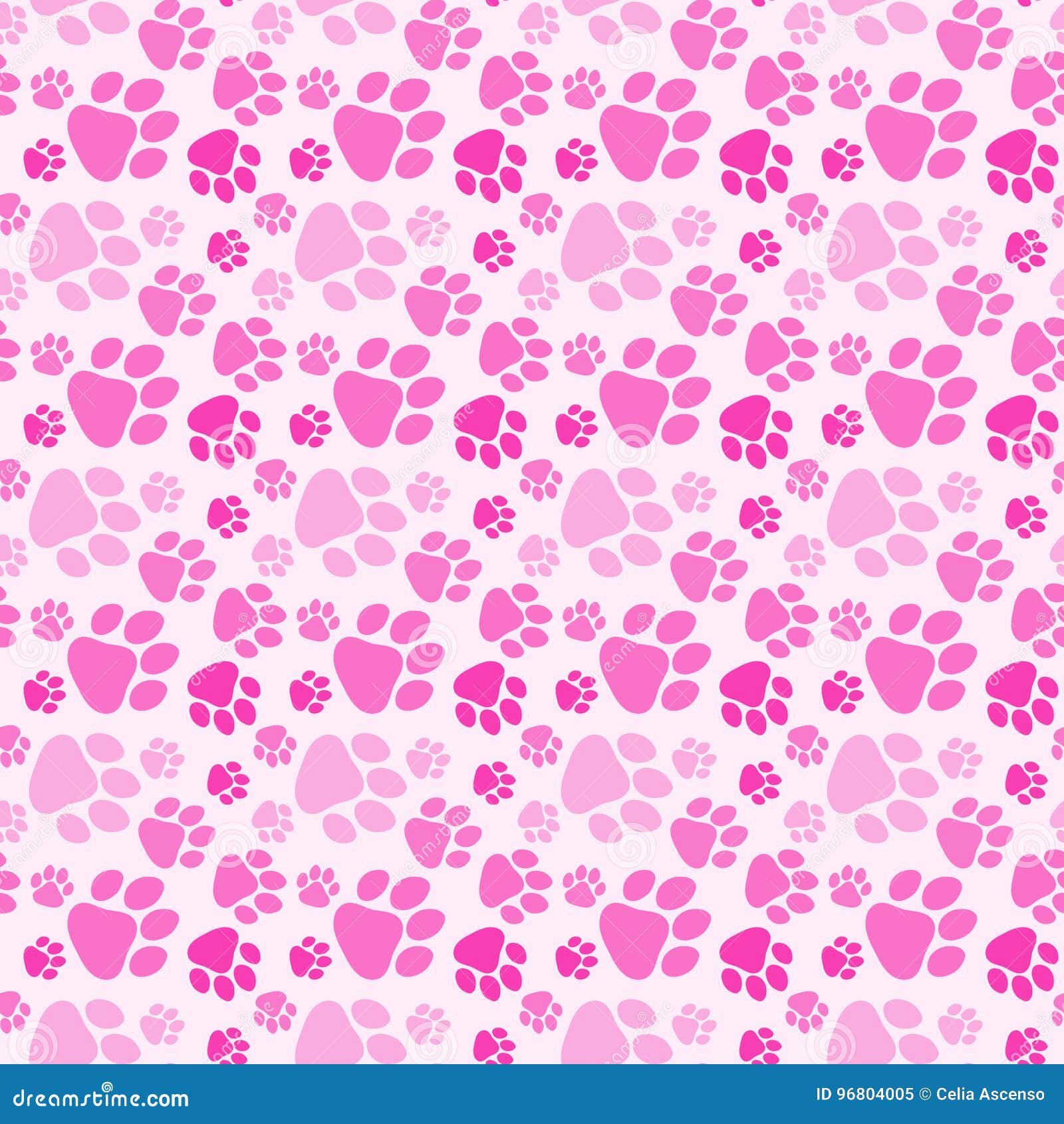 girl dog paw prints seamless background