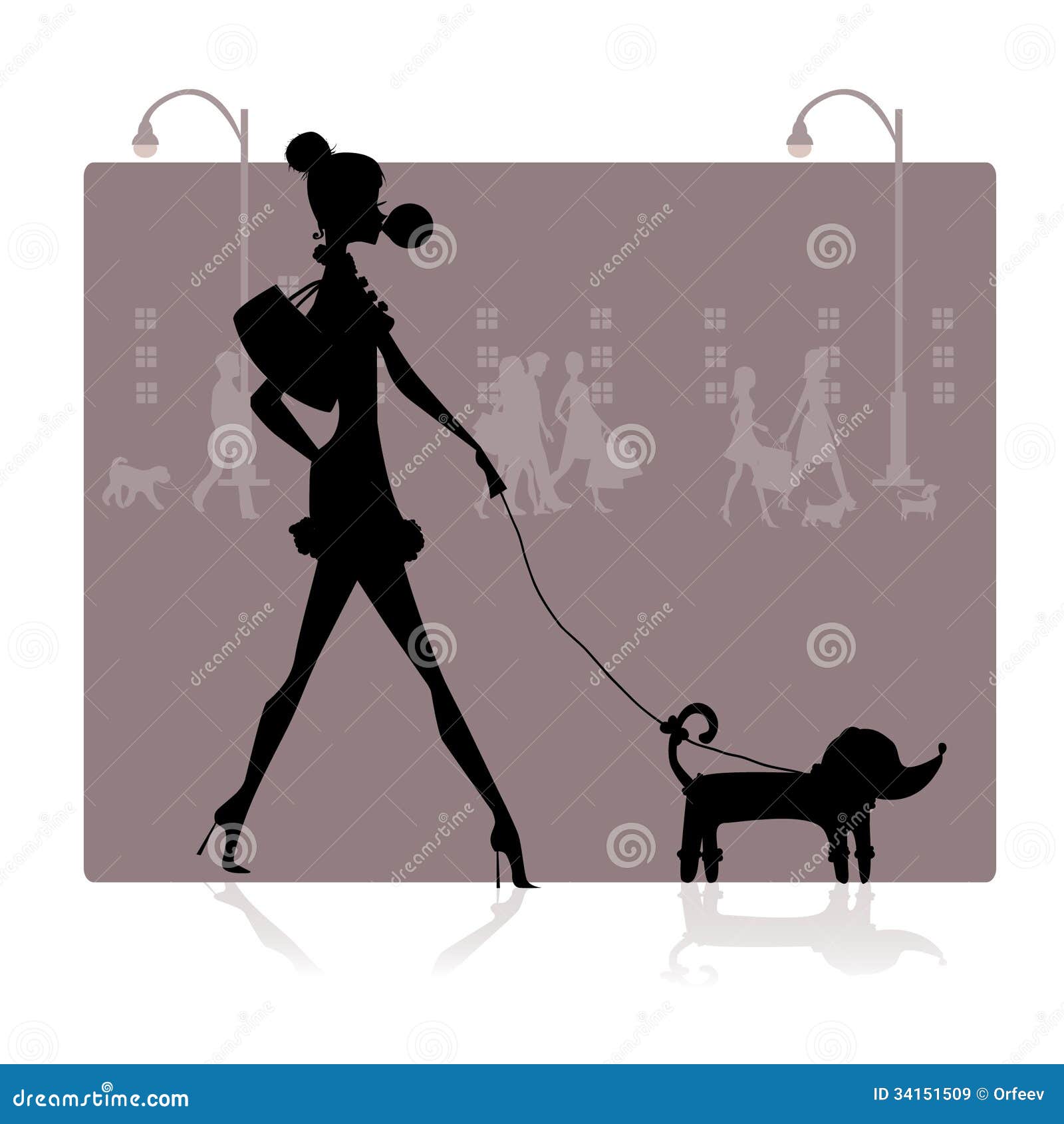 Girl with dog silhouette stock vector. Illustration of legs 34151509