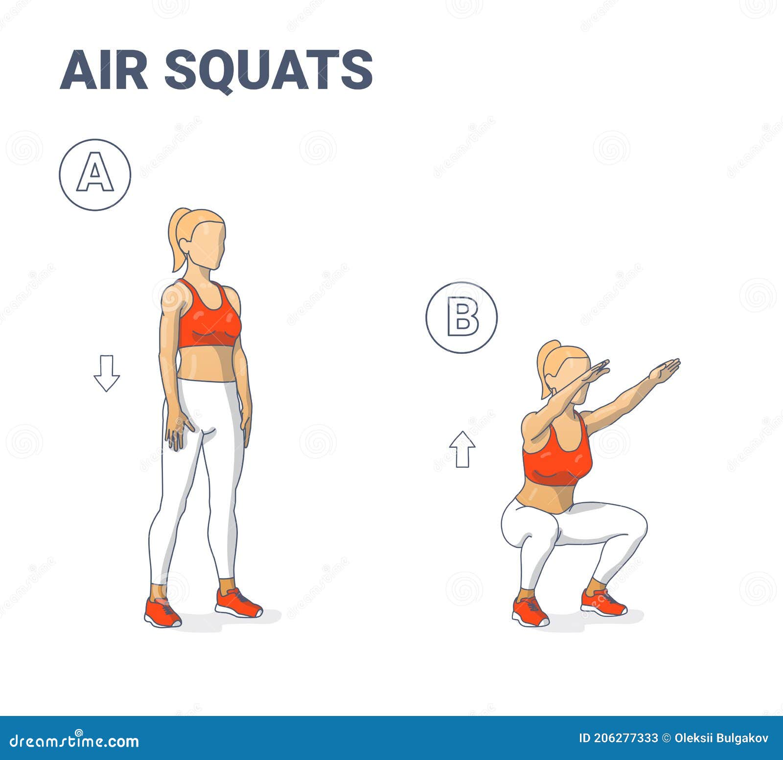 girl doing air squats exercise home workout guidance.