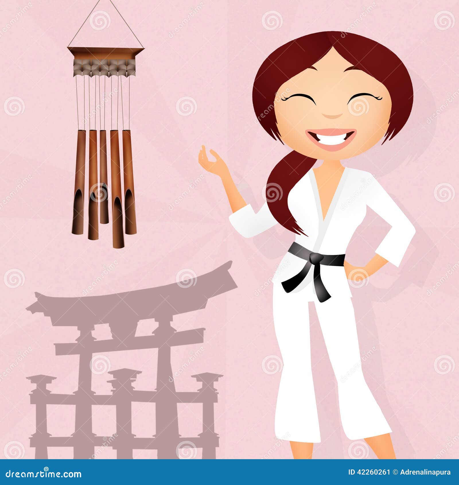 Girl doing karate stock illustration. Illustration of black 42260261