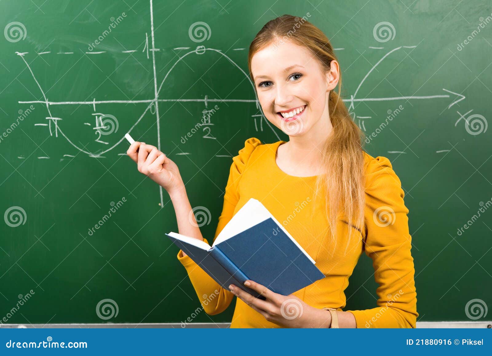 girl doing math chalkboard 21880916
