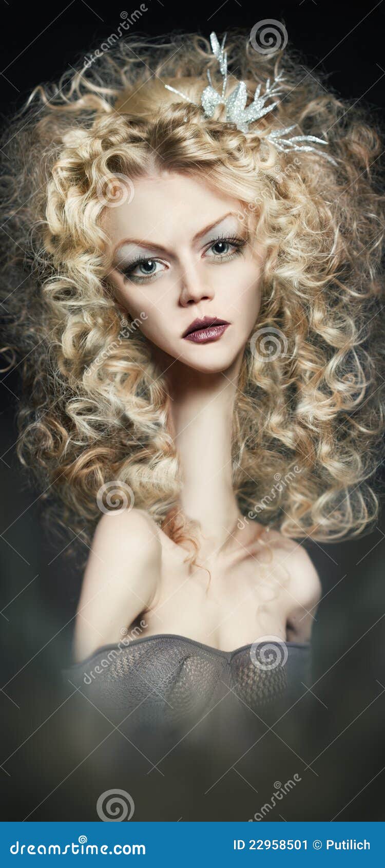 Girl doll with curly hair stock image. Image of closeup - 22958501