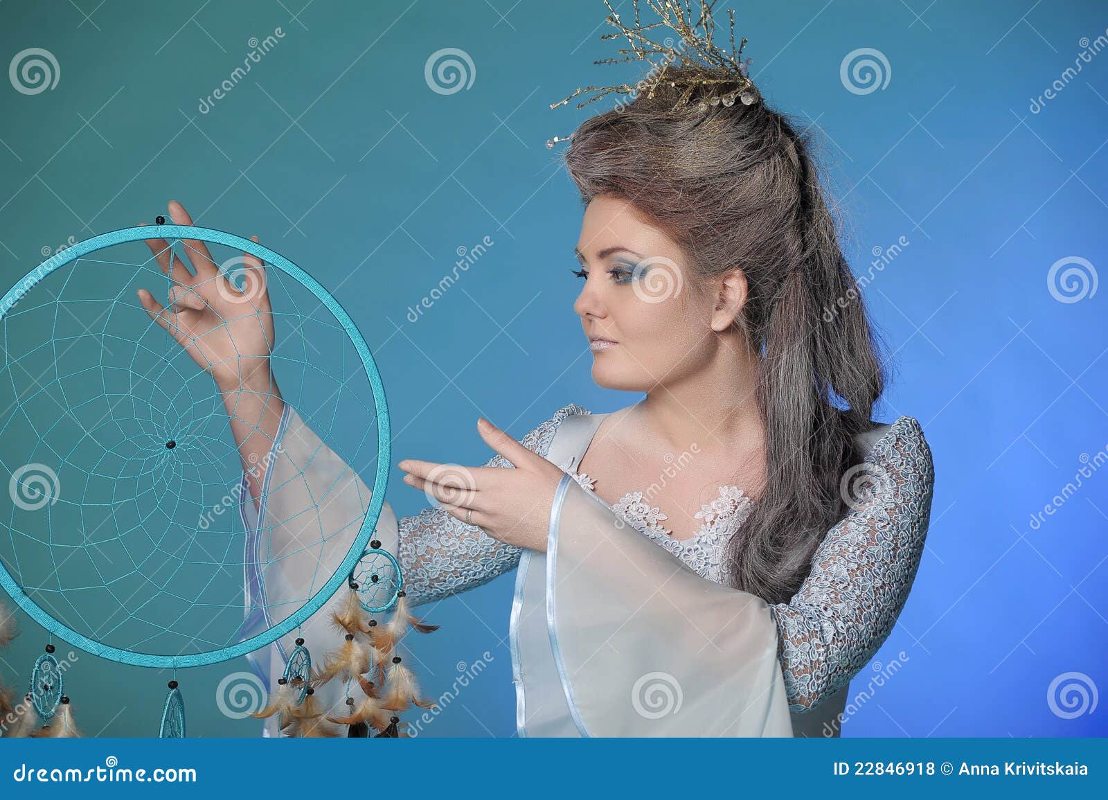 Girl and a dream catcher stock photo. Image of indian 22846918