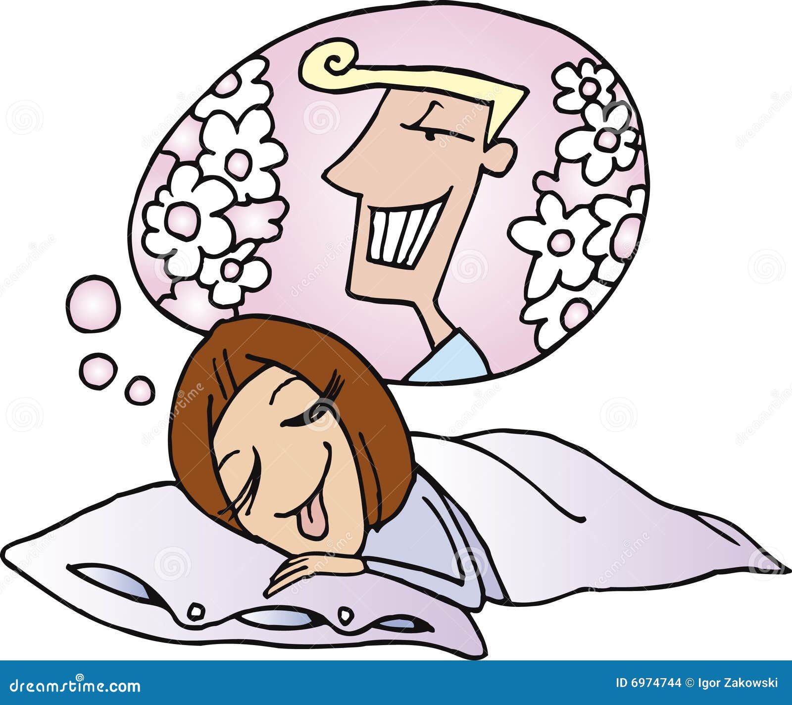 Girl dreaming about boy stock vector. Illustration of