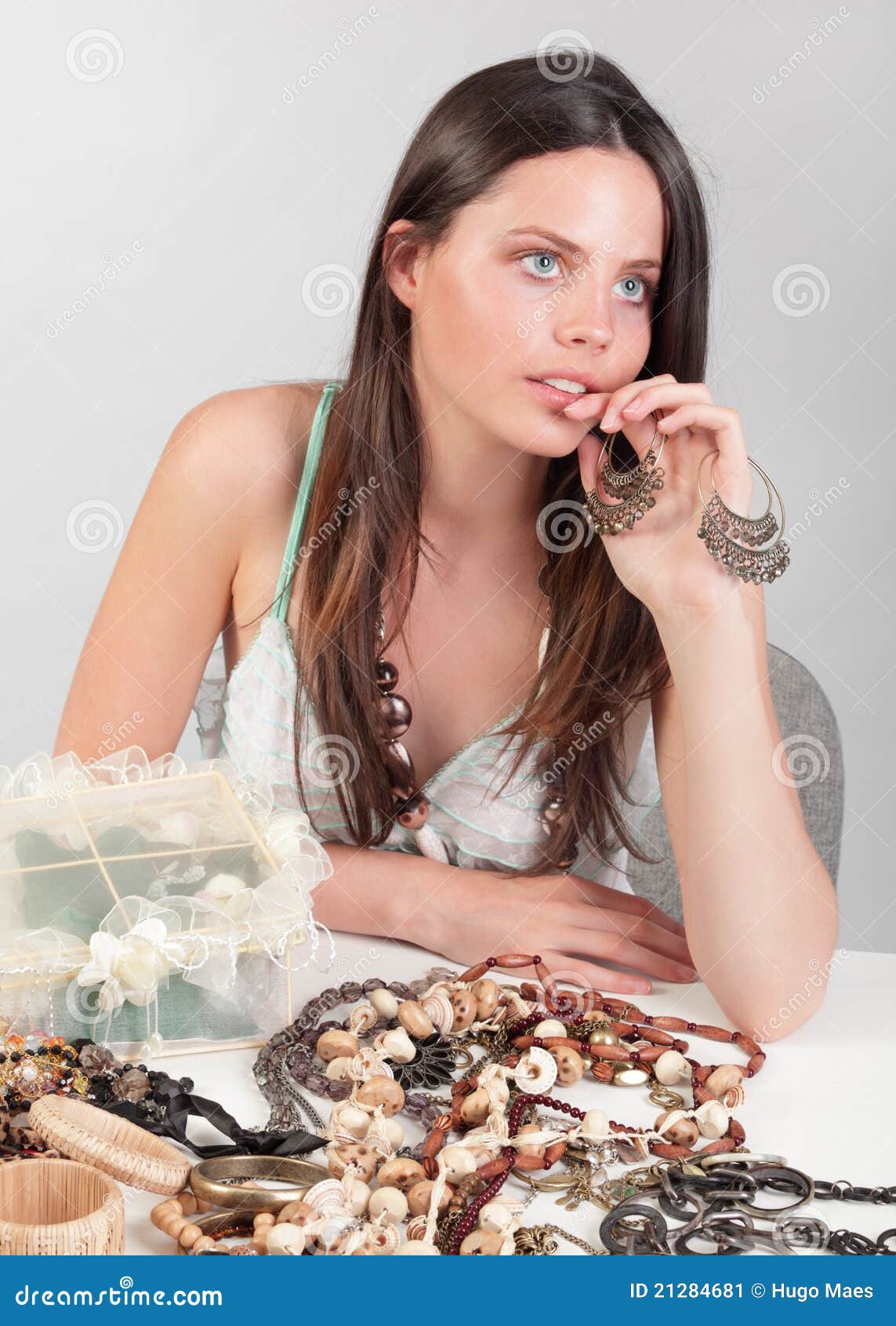 Girl Dreaming about Jewelry Stock Image Image of looking, future