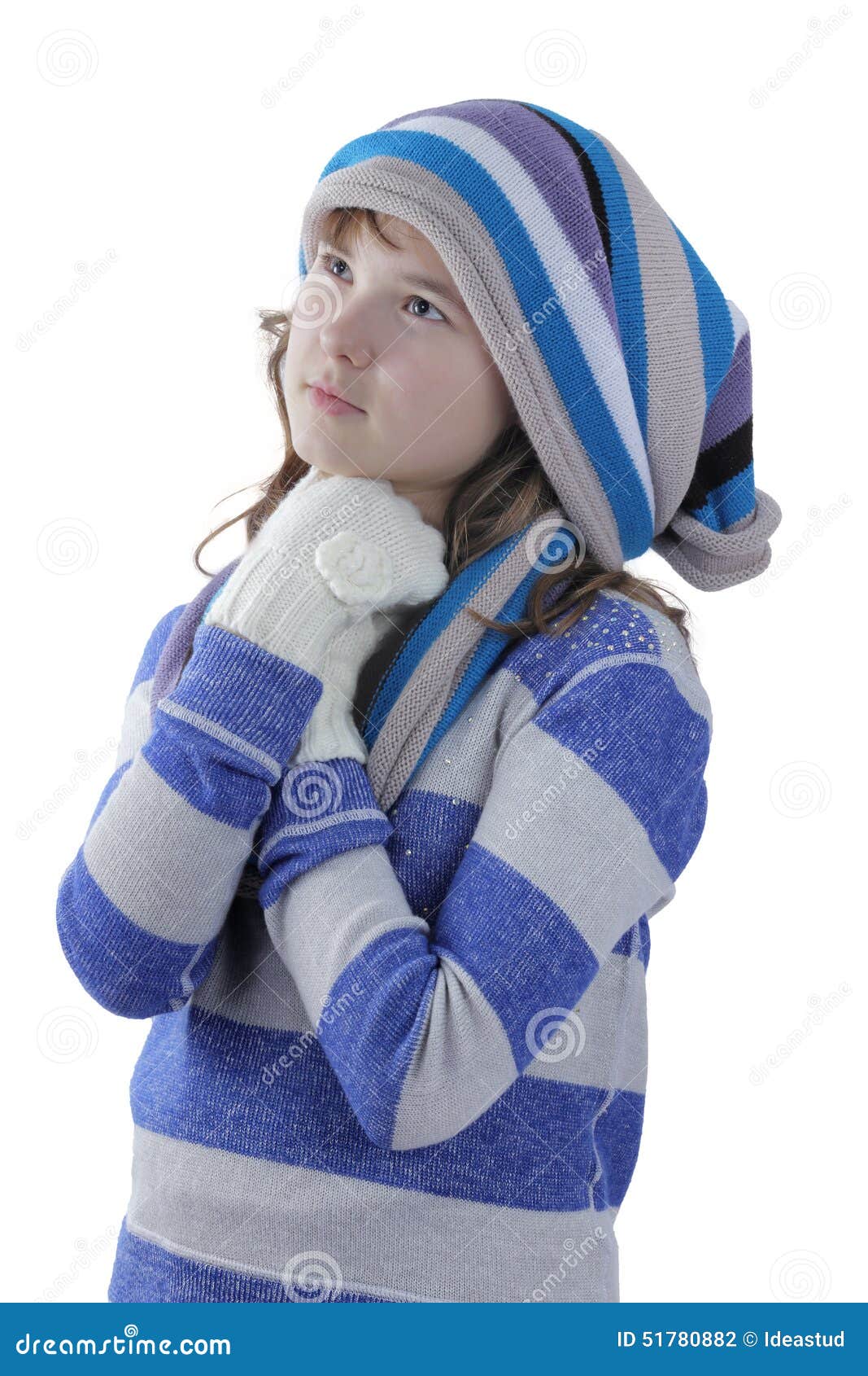 Girl Dreaming in Winter Clothing Stock Photo - Image of sweater ...