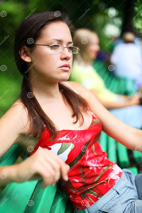 Girl Dreams Stock Image Image Of Glasses Portrait People 7594029