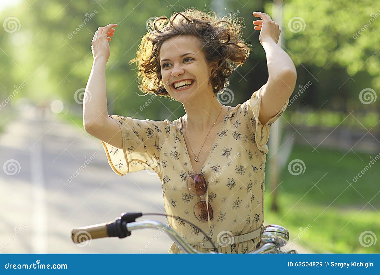 Girl in dress on bicycle stock image. Image of life, bike 63504829