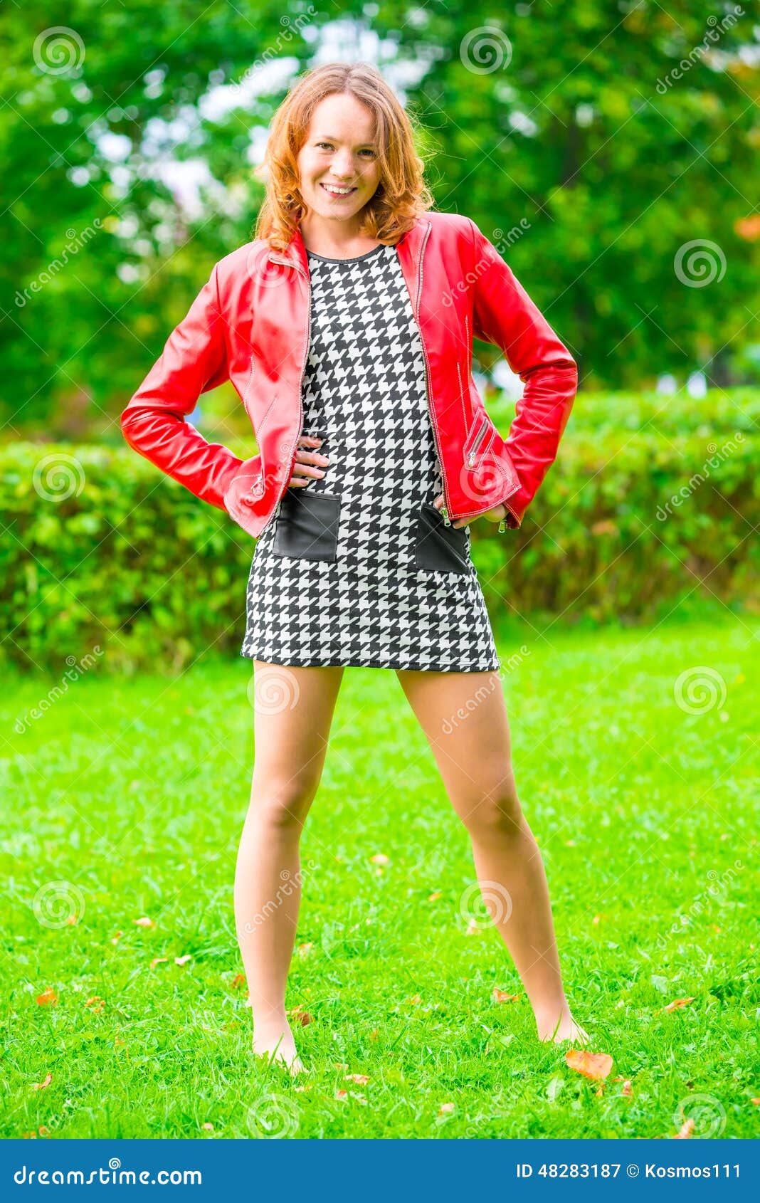 Girl in a Dress and Jacket Posing Stock Image Image of cute