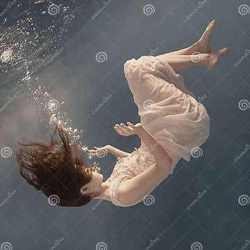 Girl in Dress Posing Underwater Stock Photo - Image of person ...