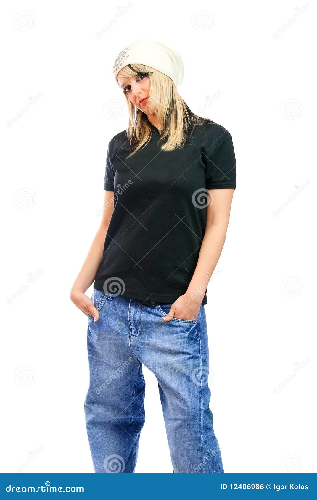 Girl dressed in a hip-hop stock photo. Image of girl - 12406986