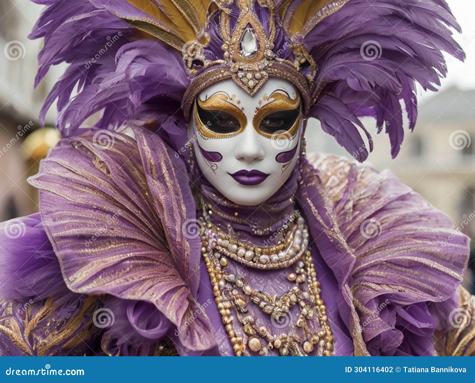A Girl Dressed in a Luxurious Beautiful Carnival Costume in Noble ...