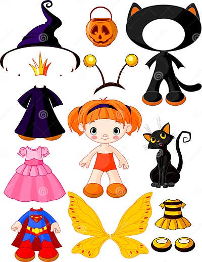 Girl with Dresses for Halloween Party Stock Vector - Illustration of ...