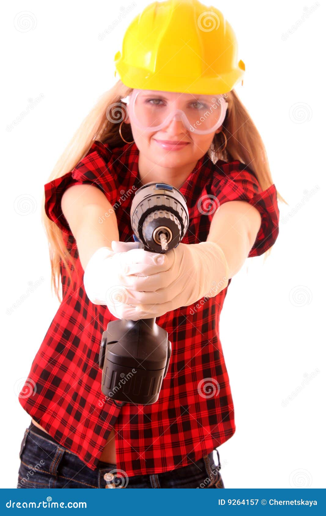 Girl and drill stock image. Image of portrait, nice, caucasian 9264157
