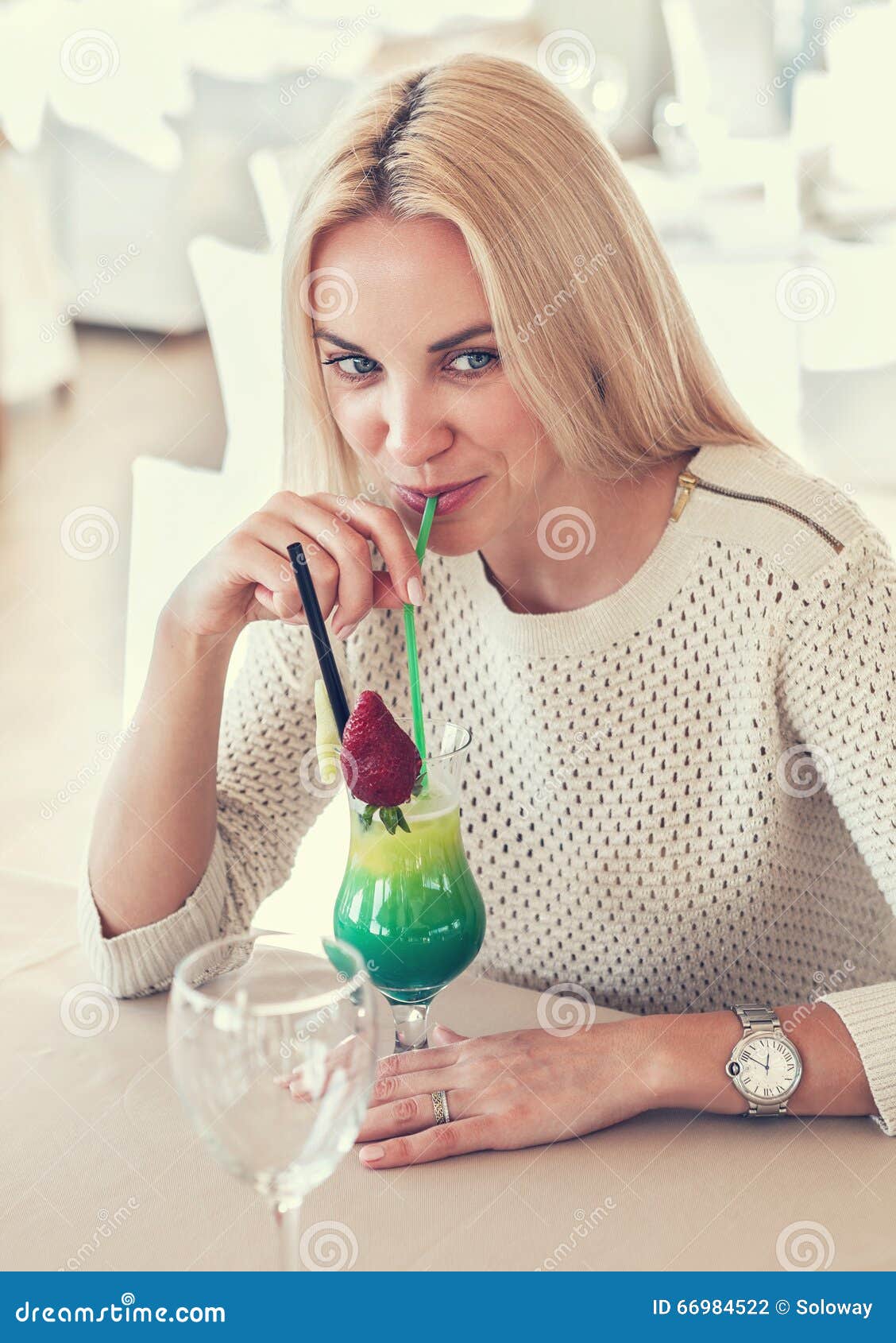 Girl Drink Bright Tropical Cocktail Stock Photo Image of cocktail
