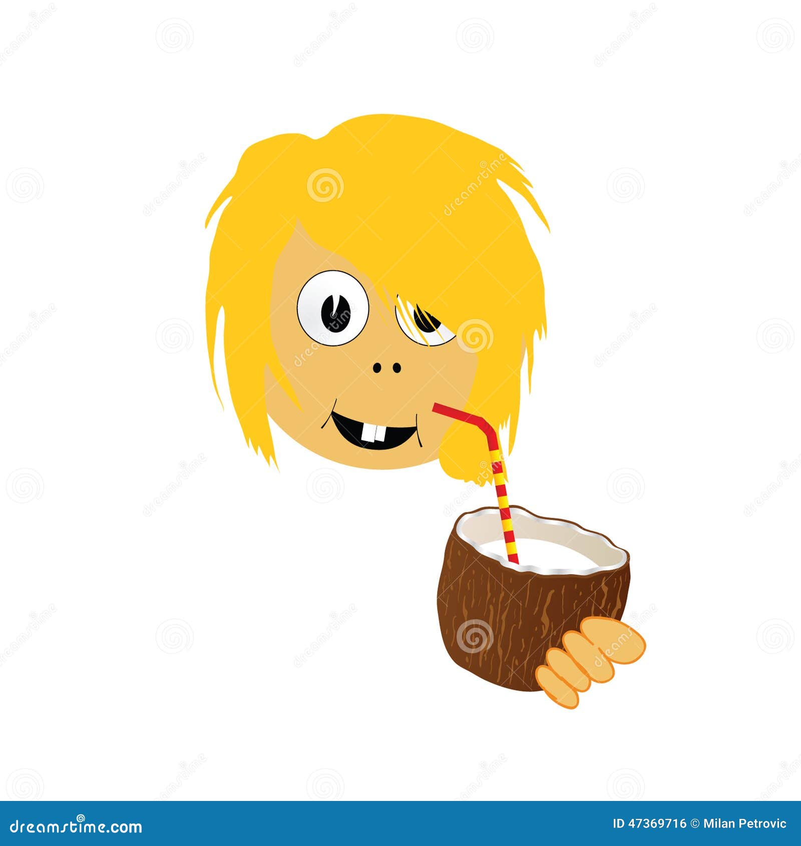 Girl Drink Coconut Milk Vector Part Two Stock Vector Illustration of food, drink 47369716