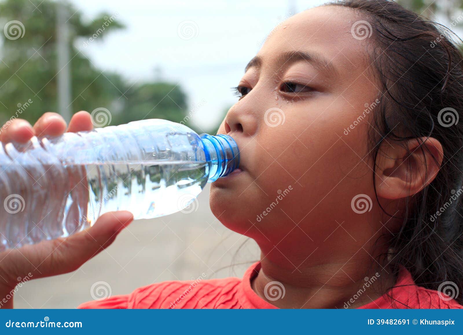 Girl Drinking Fresh Water from Bottle Stock Image Image of beverage
