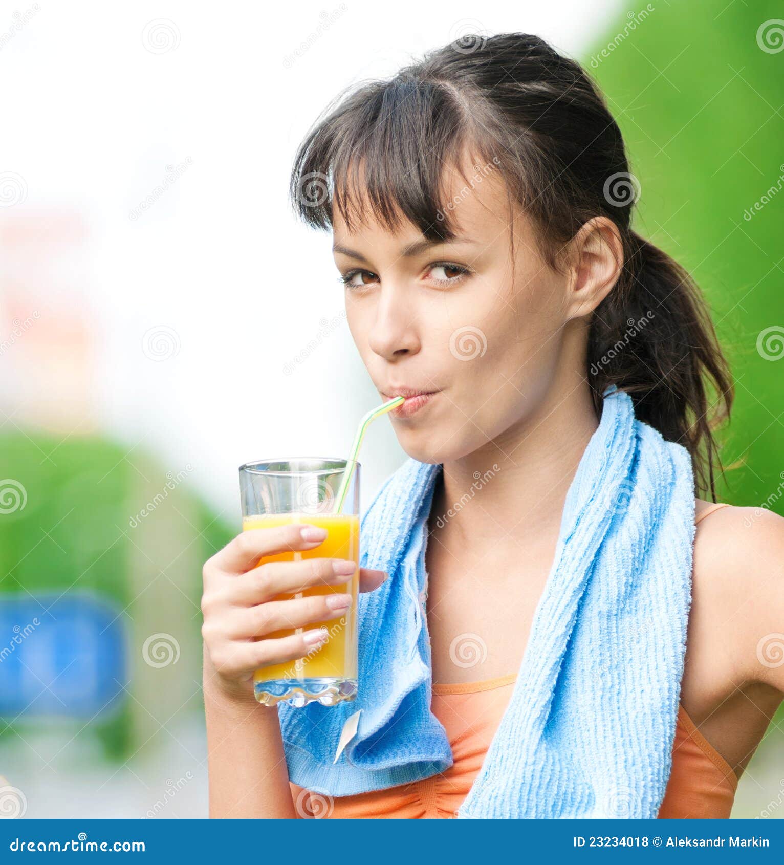 Girl Drinking Juice after Exercise Stock Photo Image of orange