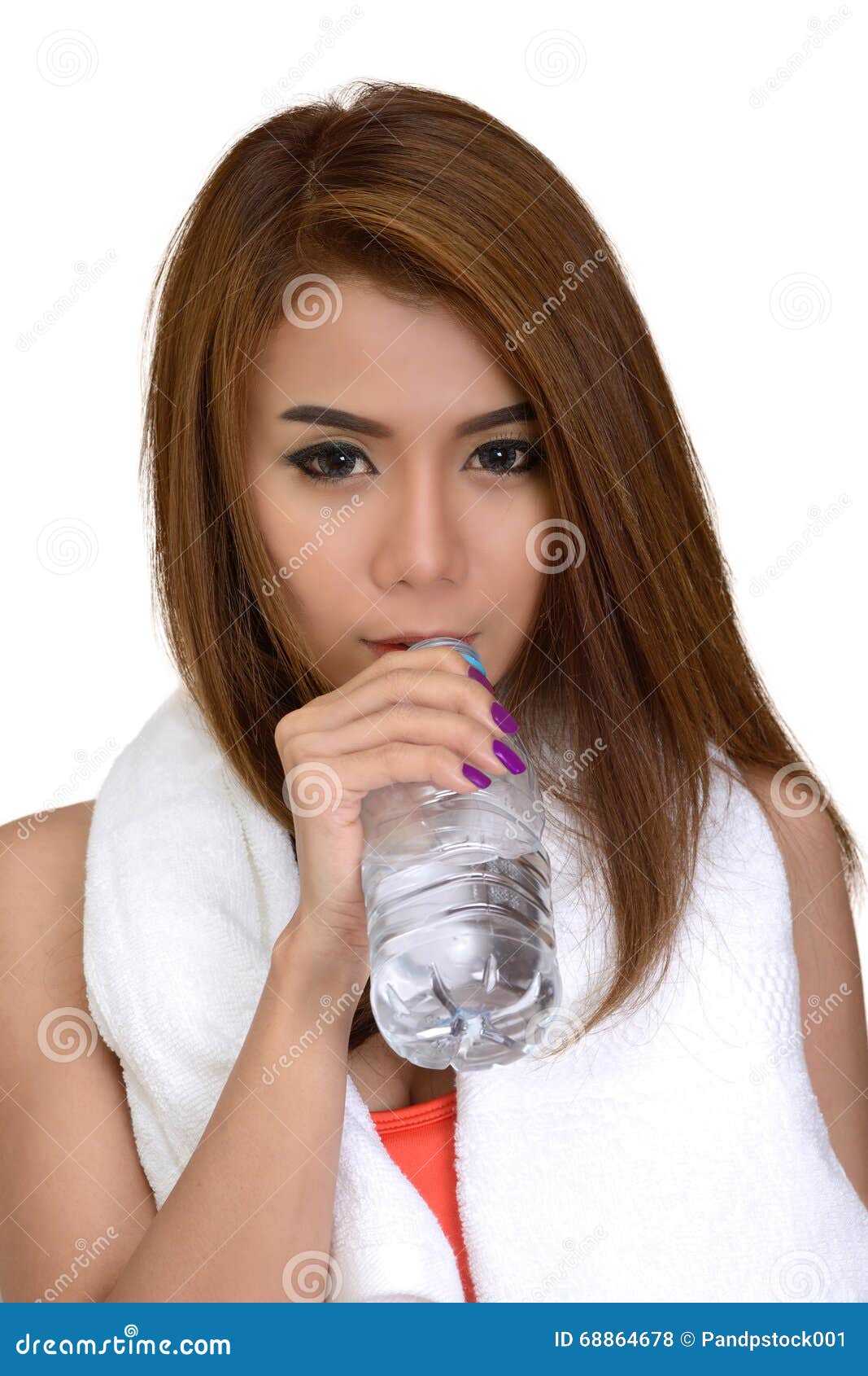 Child Girl Drinks Mineral Water From Bottle Stock Photo 