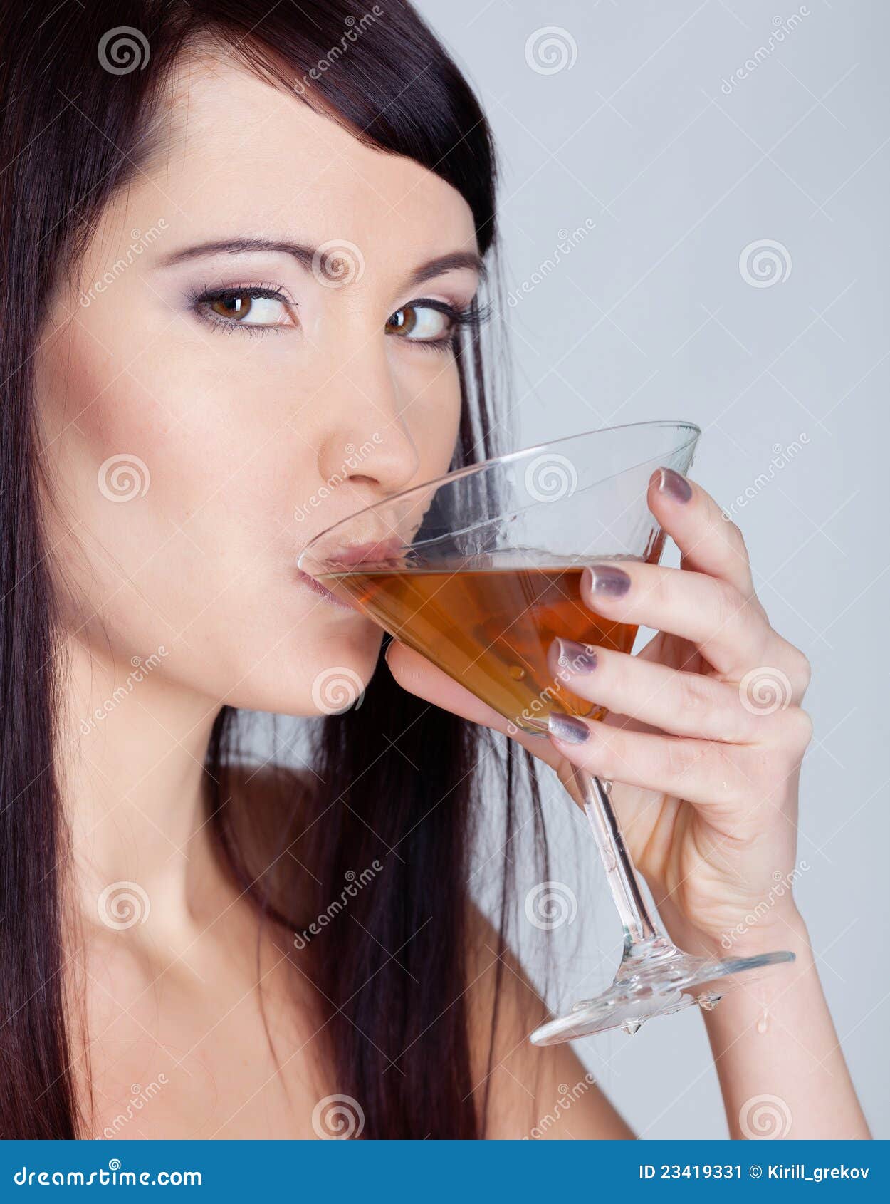 Girl drinking wine stock image. Image of head, event 23419331