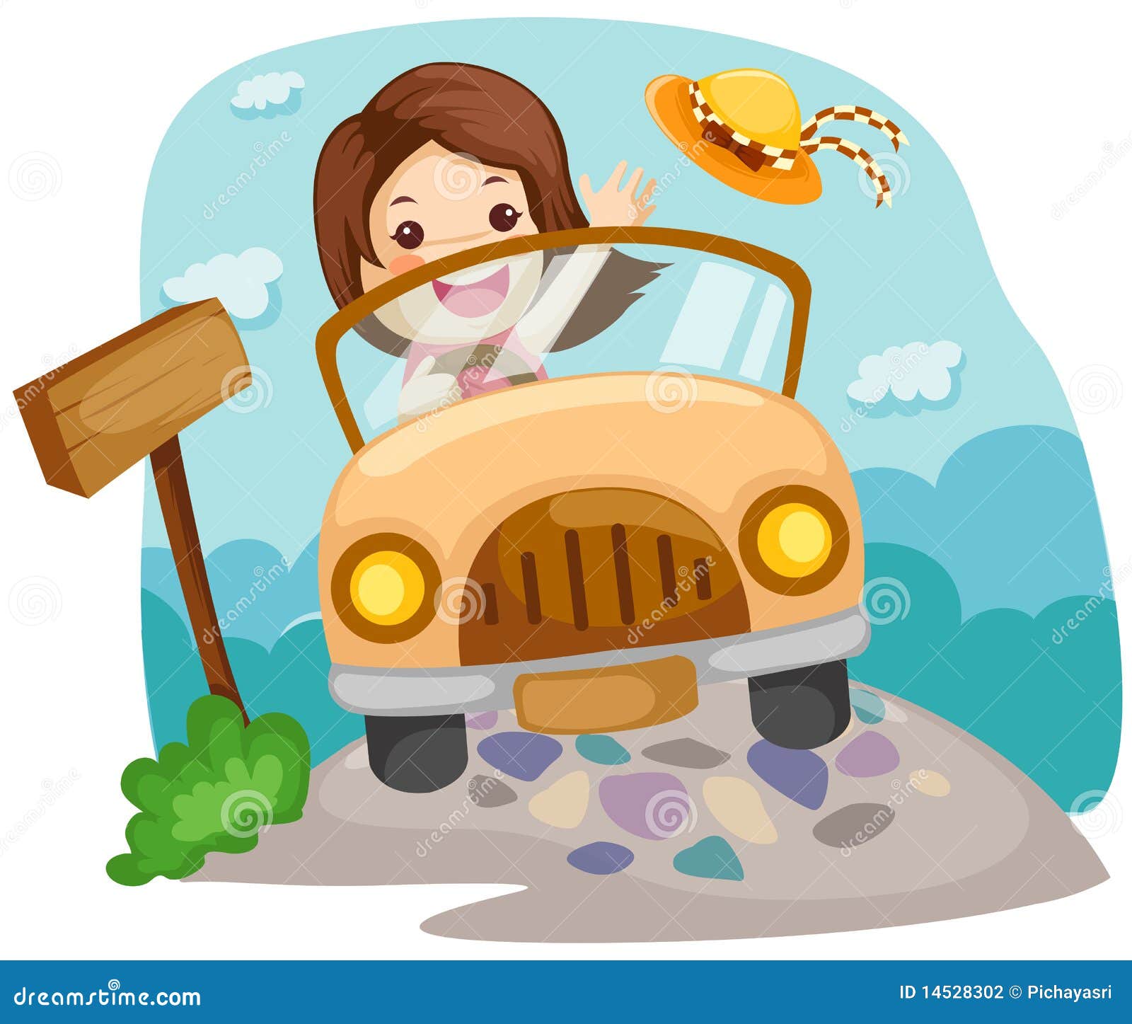 Girl driving a car stock vector. Illustration of tourist 14528302