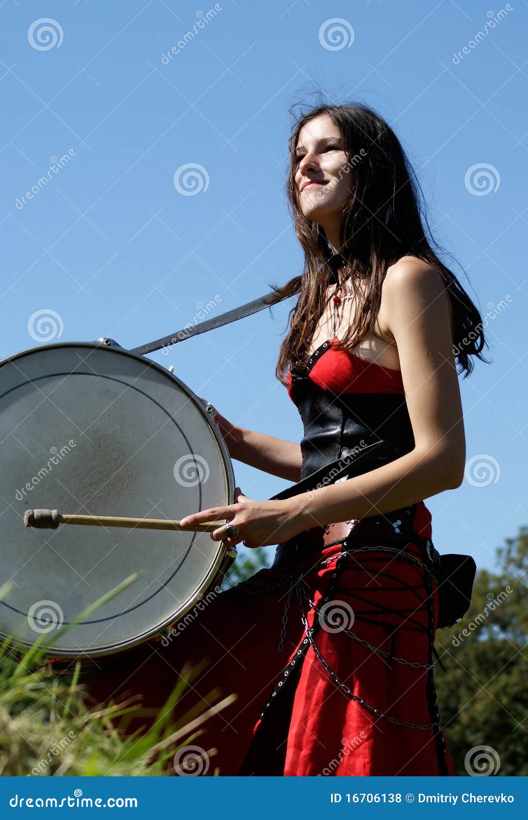 Girl drumming stock photo. Image of equipment, drum, black 16706138