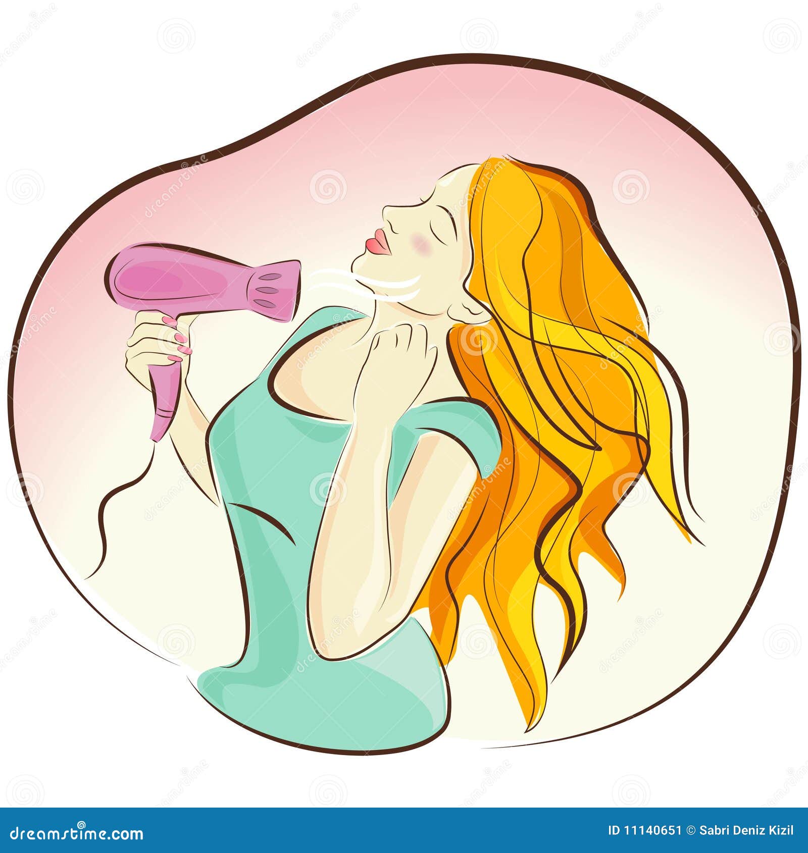 Girl drying hair vector stock vector. Illustration of closeup 11140651