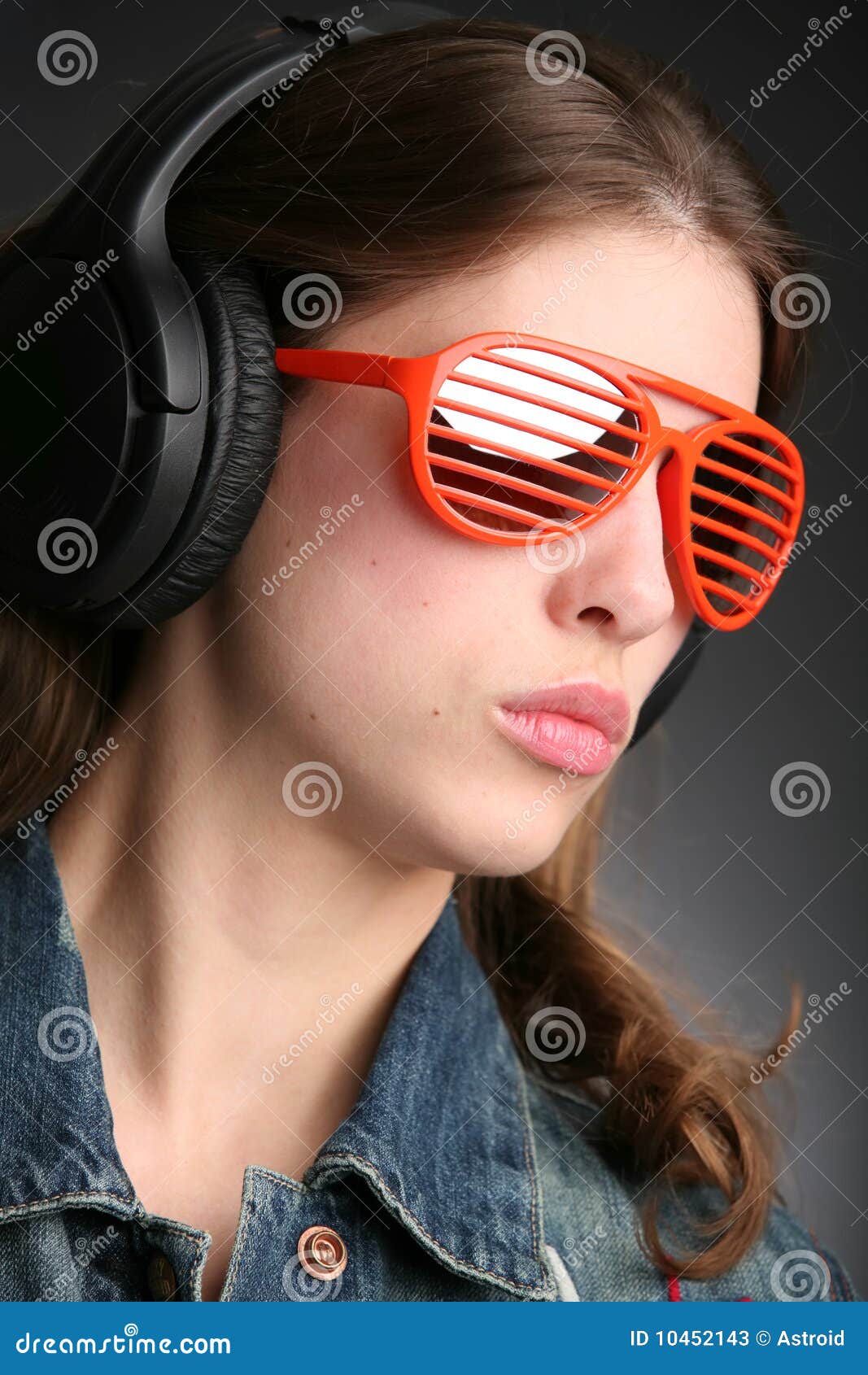 Girl in earphone stock image. Image of black, music, live 10452143