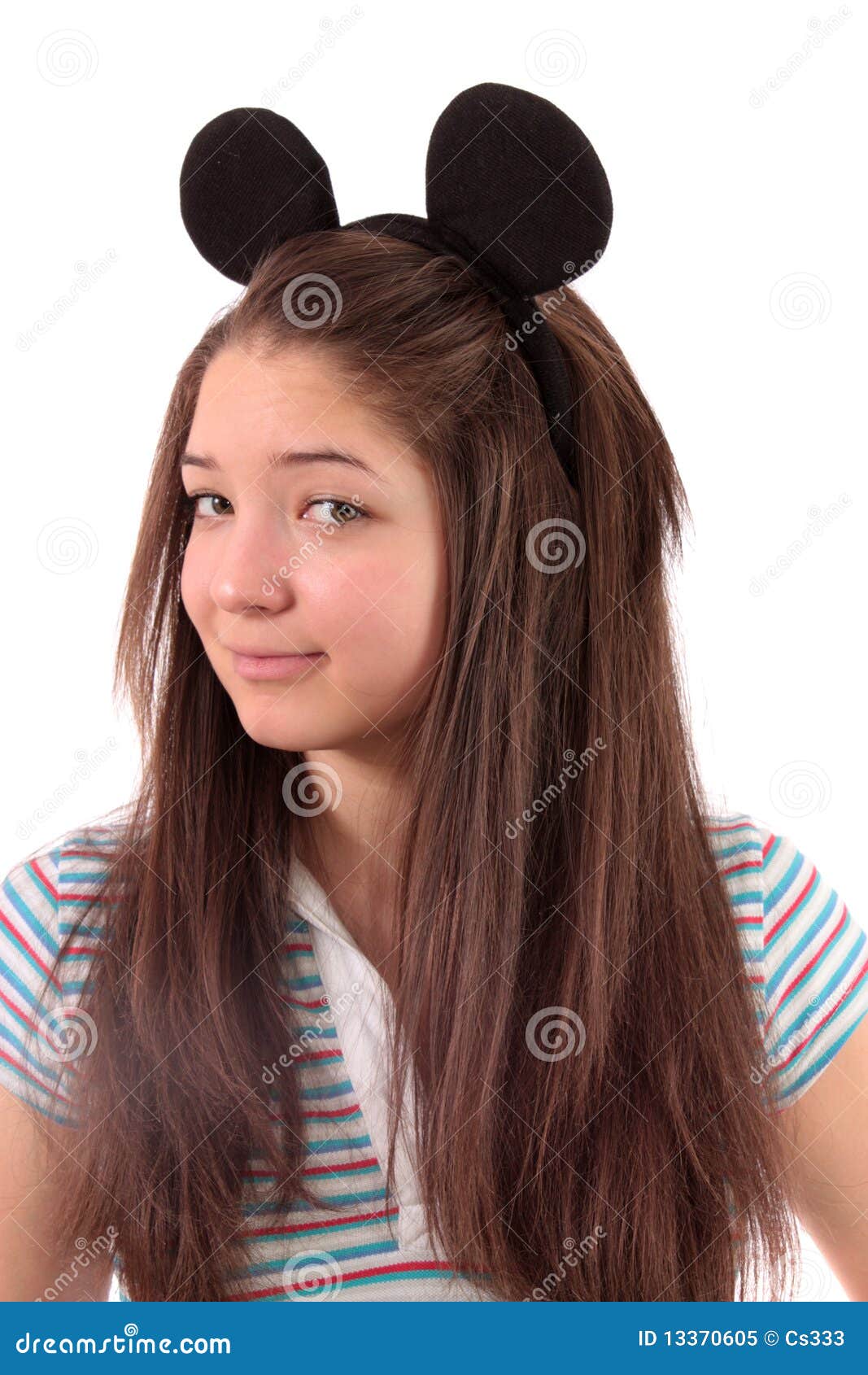 Girl about ears stock image. Image of person, girl, mouse 13370605