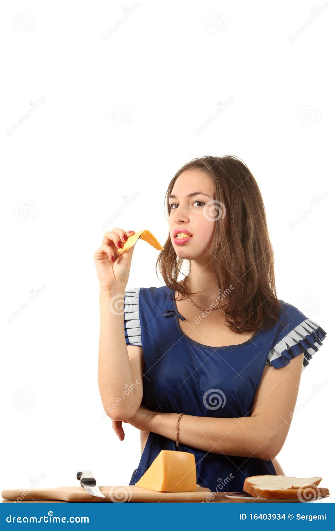Girl Eat Cheese Stock Images Image 16403934